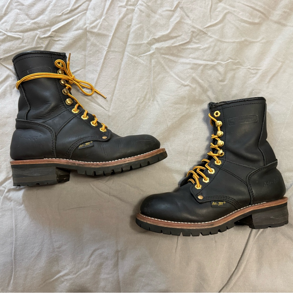 Ad Tec Black Leather water resistant Work Boots 7.5